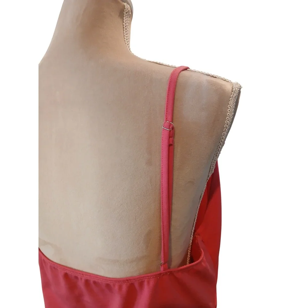 New Coral Pink Wrap Front Ruched Mini Dress XL Sleeveless Spaghetti Strap - Picture 7 of 12